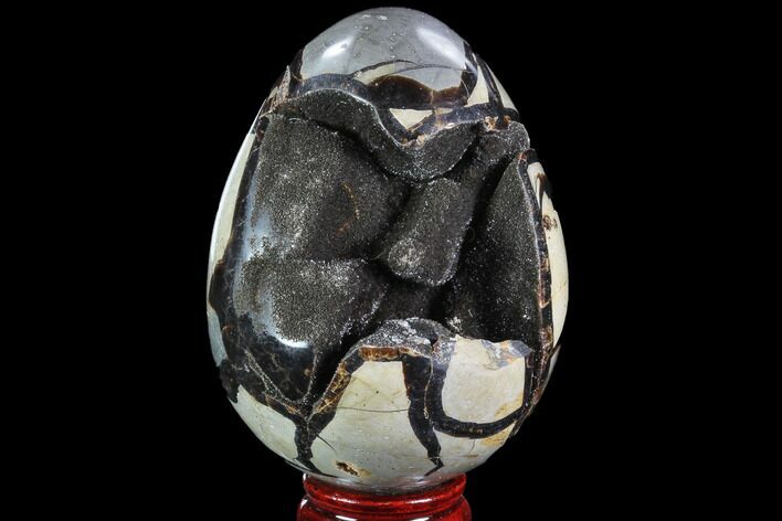 Septarian Dragon Egg Geode - Black Crystals #88510